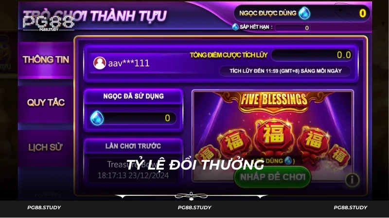 Tìm hiểu tỷ lệ thưởng của game khi chơi ở PG88